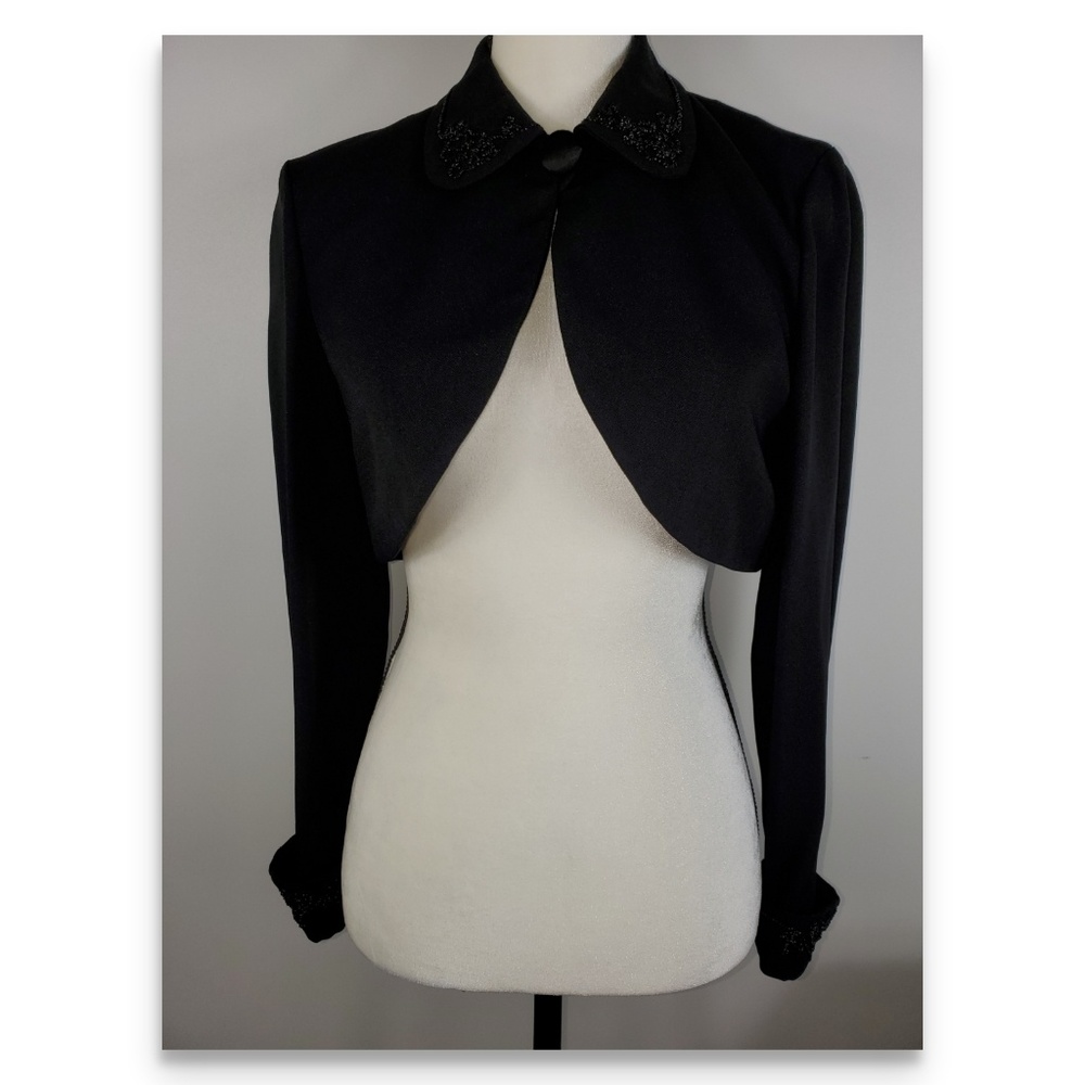 Donna Ricco Black Beaded Bolero Jacket PS